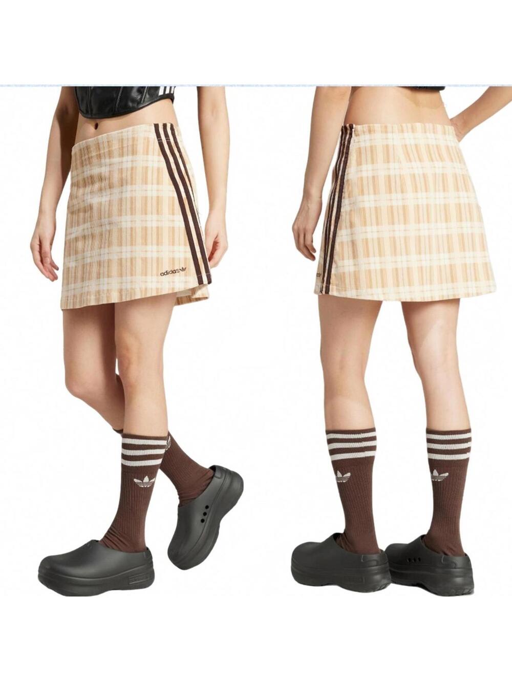 Adidas Tartan Corduroy A-Line Skirt NWT Sand Strata Medium